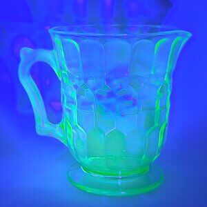 Hazel Atlas Green Uranium Depression Glass Pitcher